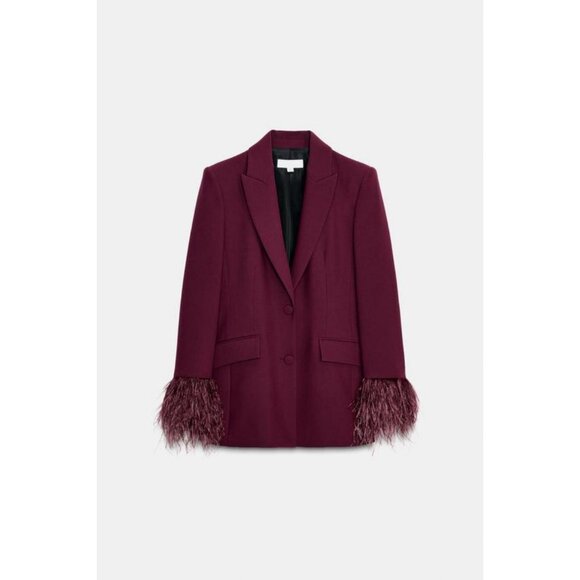 ZARA FEATHER CUFF BLAZER - Picture 1 of 9